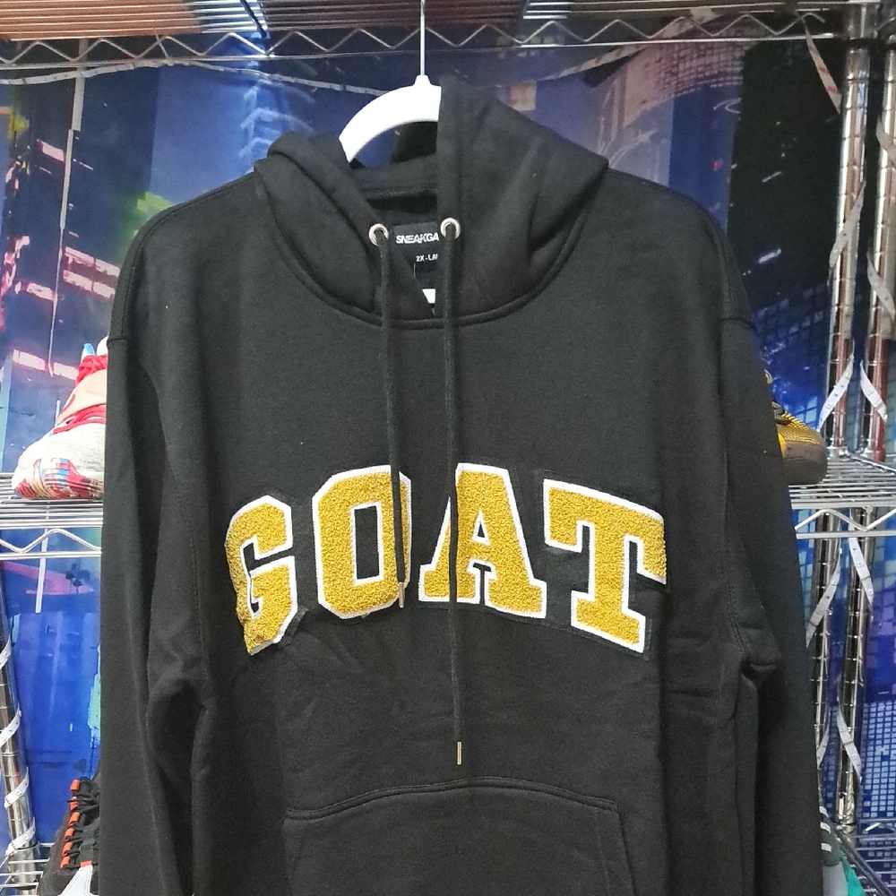 GOAT Black Hoodie with Gold Lettering